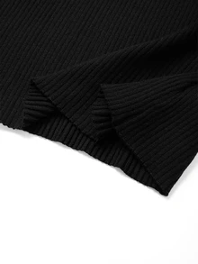 GlowEve CURVE Plus Size Women's Colorblock Contrast Elegant Baggy Casual Twisted Rope Long Sleeve Crew Neck Knit Pullover Sweater Fall Office Formal Black Winter - Black - View 10