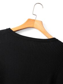 GlowEve CURVE Plus Size Women's Colorblock Contrast Elegant Baggy Casual Twisted Rope Long Sleeve Crew Neck Knit Pullover Sweater Fall Office Formal Black Winter - Black - View 9