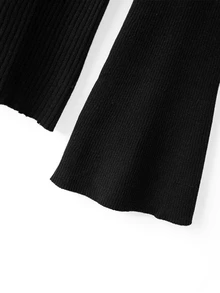 GlowEve CURVE Plus Size Women's Colorblock Contrast Elegant Baggy Casual Twisted Rope Long Sleeve Crew Neck Knit Pullover Sweater Fall Office Formal Black Winter - Black - View 8
