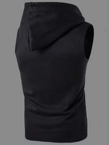 Voltform Casual Graphic Print Zip-Up Sleeveless Men Sports Jackets - Black - View 2