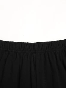SHEIN 青少年女孩睡衣兩件套，白色波點蕾絲拼接吊帶背心，附蕾絲飾邊與蝴蝶結，修身短版背心與黑色長褲，居家室內穿著 - 黑與白 - 查看 7