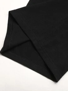 SHEIN 青少年女孩睡衣兩件套，白色波點蕾絲拼接吊帶背心，附蕾絲飾邊與蝴蝶結，修身短版背心與黑色長褲，居家室內穿著 - 黑與白 - 查看 9