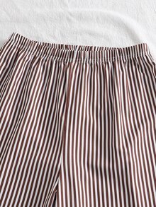 Teen Girl Bear Cartoon Print Long Sleeve Top & Striped Long Pants Pajama Set Autumn And Winter - Grey - View 9