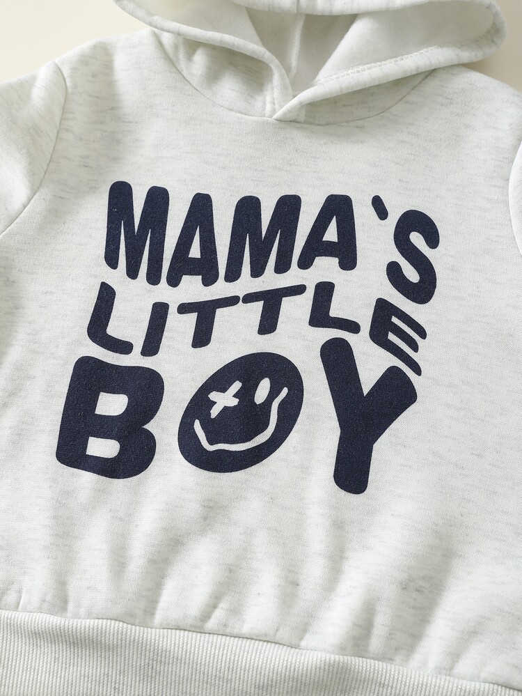 SHEIN 4pcs Young Boy Autumn/Winter Slogan Cartoon Smiling Face Print Hoodie Casual Sweatshirt And Long Pants Sports Set - Multicolor - View 5