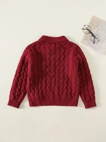 SHEIN Kids Young Boy Autumn/Winter Solid Color Knitted Soft Turn Collar Long Sleeve Pullover Sweater, Boys Sweater, Autumn/Winter Sweater - Multicolor - View 2