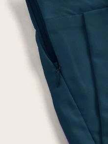 Zolique Women's Solid Color Pleated Pocket Casual Shorts - Blue - View 4