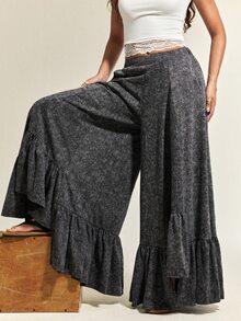 SHEIN The Ultra-High Waist Design Combined With Front-Center Pleats And Wide-Leg Silhouette Not Only Lifts The Waistline But Also Enhances The Leg Shape. It - Black - View 5
