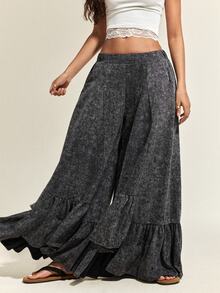 SHEIN The Ultra-High Waist Design Combined With Front-Center Pleats And Wide-Leg Silhouette Not Only Lifts The Waistline But Also Enhances The Leg Shape. It - Black - View 4