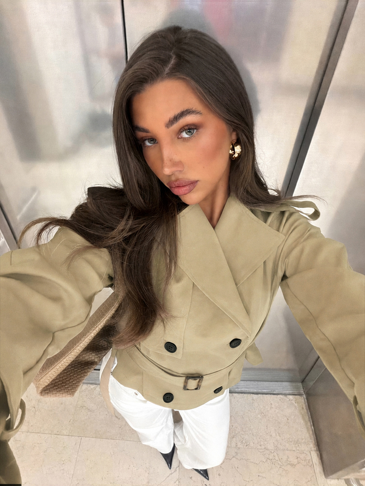 Siren Gaze Women's Solid Color Casual Versatile Daily Travel Trench Coat Jacket - Khaki - View 6