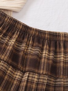 SHEIN 女童 3 件套 格紋背心內搭與格紋百褶裙，可愛俏皮，柔軟舒適，適合日常穿著、學校、休閒外出、派對、通勤，秋冬舒適穿搭 - 彩色 - 查看 7