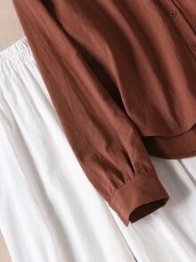 Rusticease Setup Autumn Winter Women Women's Solid Color Long Sleeve Top And Pants Casual Daily 2 Pieces Set Brunch Rust Orange White New Year Winter Set Picnic - Multicolor - View 4