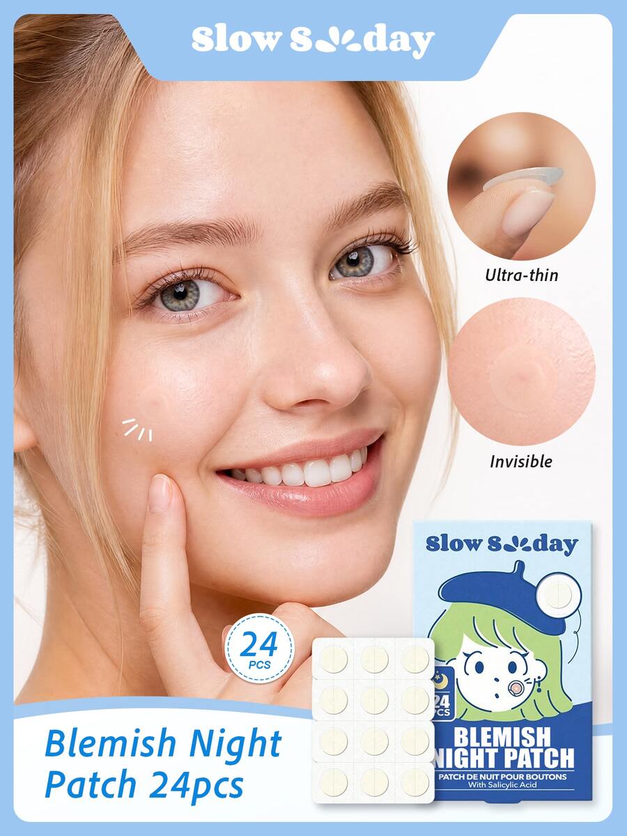 SlowSunday رقعة ليلية لعلاج الشوائب 24 قطعة، مواد هيدروكولويد، تصميم فائق النحافة، مقاوم للماء وقابل للتنفس، منعش ومريح، مناسبة لما قبل المكياج، Y2K، مناسبة للخريف والشتاء، هالوين والكريسماس - الليل - مشاهدة 1