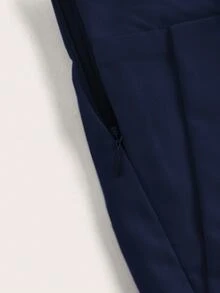 Zolique Women's Solid Color Pleated Pocket Loose Casual Shorts - Navy Blue - View 7