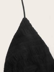 SHEIN ICON Split Hem Tie Backless Mesh Halter Y2k Top - Black - View 6