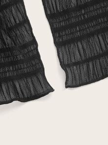 SHEIN ICON Split Hem Tie Backless Mesh Halter Y2k Top - Black - View 5