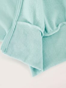SHEIN 青少年女孩圓領寬鬆休閒日常黑色外套套裝，萬聖節秋季風格秋季穿搭 - 薄荷綠 - 查看 3