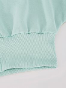 SHEIN 青少年女孩圓領寬鬆休閒日常黑色外套套裝，萬聖節秋季風格秋季穿搭 - 薄荷綠 - 查看 5