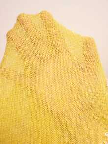 Bohemela Women's Contrast Lace V-Neck Long Sleeve Single-Breasted Knit Cardigan - Yellow - View 7