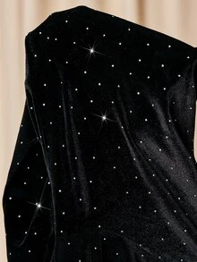 MaterniChic Summer Elegant Sexy Chic Party Night Pants Maternity High Waist Adjustable Waistband Rhinestone Decor Fashionable Comfortable Versatile New Year Black - Black - View 8