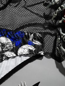 AltBold 女款紅色玫瑰骷髏印花三角內褲，1件裝 - 黑色 - 查看 7