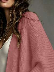 SHEIN Solid Batwing Sleeve Cardigan Cardigan Setsummer Cardiganwomen Cardigan Sweatersoversized Cardigan - Dusty Pink - View 3