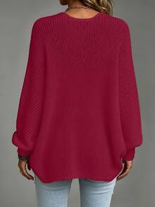 SHEIN Solid Batwing Sleeve Cardigan Cardigan Setsummer Cardiganwomen Cardigan Sweatersoversized Cardigan - Burgundy - View 2