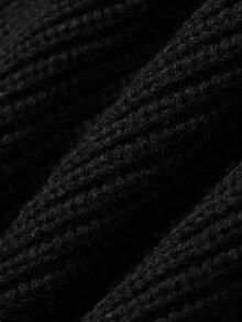 DAZY Women's Black Deep V-Neck Loose Knit Sweater, Layering Casual Commute Street Elegant Base Layer Sweater, Autumn/Winter - Black - View 11
