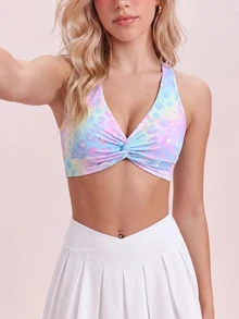 Sovereign Charm Women's Athleisure Colorful Leopard Print Crisscross Twist Sports Bra,Figure-Flattering, Supportive Tank Top - Multicolor - View 4