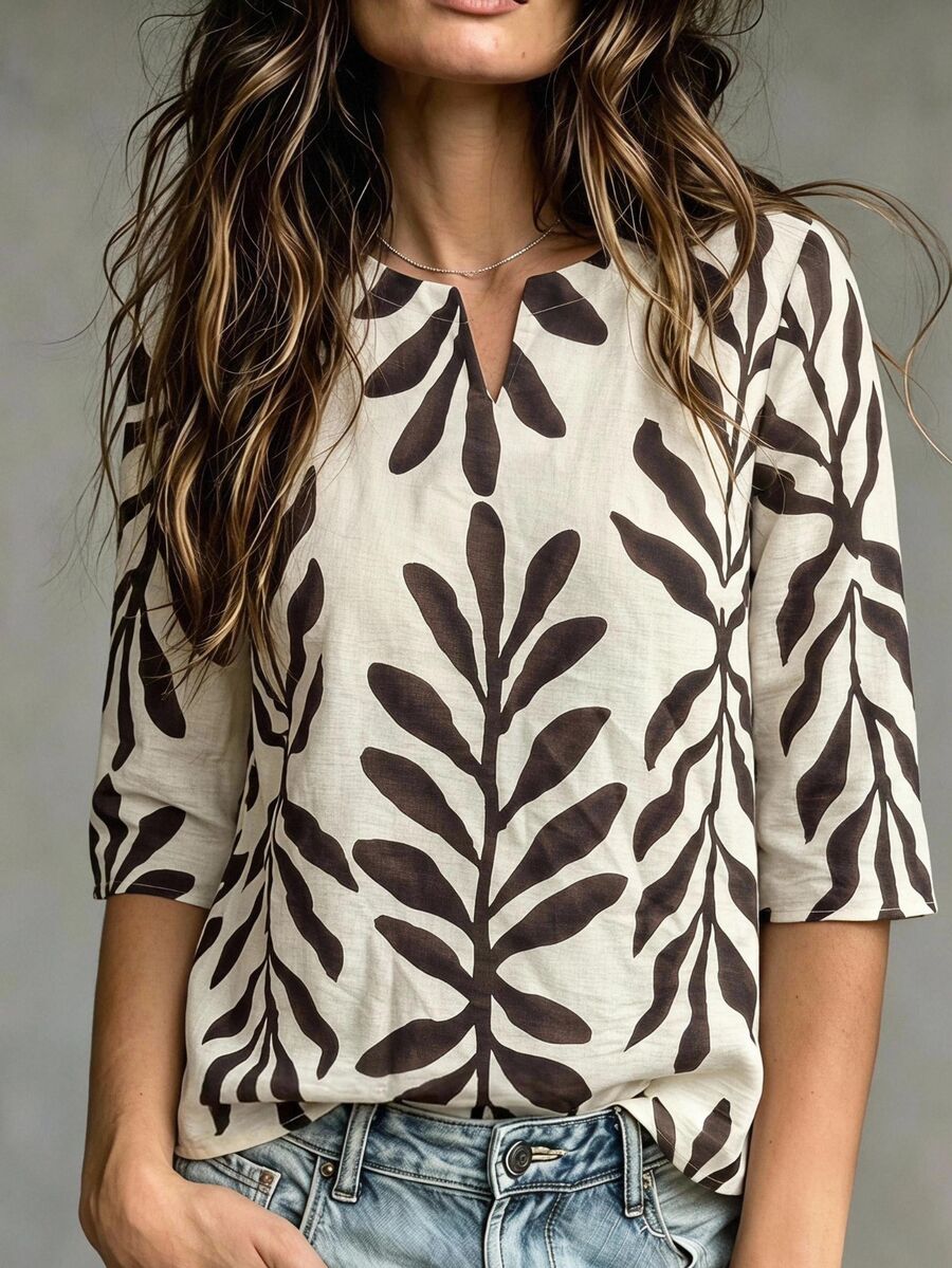 Hansera Women's All-Over Print Casual Versatile Everyday Outing Top - Multicolor - View 1