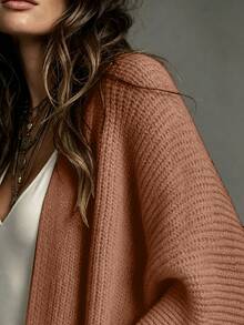 SHEIN Solid Batwing Sleeve Cardigan Cardigan Setsummer Cardiganwomen Cardigan Sweatersoversized Cardigan - Rust Brown - View 3