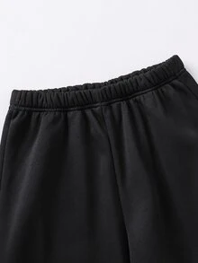 SHEIN Little Byeori 青少年男孩休閒學院風加厚保暖內裡黑色多功能工裝口袋運動長褲，適合通勤、上學、日常休閒、大學、生日派對、晚會、表演、婚禮、洗禮、開學典禮、日常校園、旅行、運動，秋冬適用 - 黑色 - 查看 4