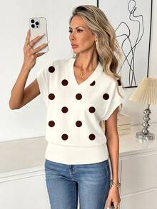 Easowa Curve Women's V-Neck Printed T-Shirt, Versatile For Summer - Multicolor - View 7