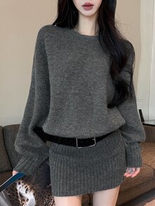 DAZY Women's Casual Knit Dress, Autumn/Winter - Grey - View 15