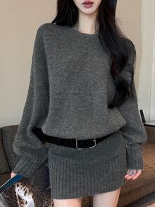 DAZY Women's Casual Knit Dress, Autumn/Winter - Grey - View 9