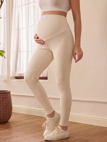 SHEIN سروال ضيق للحوامل بأسلوب لطيف وخصر قابل للتعديل - لون مشمشي - مشاهدة 2