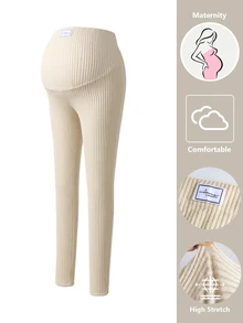SHEIN سروال ضيق للحوامل بأسلوب لطيف وخصر قابل للتعديل - لون مشمشي - مشاهدة 7