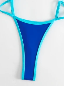 SHEIN Swim Summer Beach Contrast Binding Cut Out One Piece Swimsuit - Royal Blue - View 5