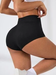 Slayform Slayform Yoga Shorts Sexy High Waist Booty Stretch Workout Exercise Hot ShortsWomen Sweat Short, Gym Short, Biker Short - Black - View 2