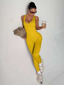 Slayform Slayform Women's Sleeveless Sexy Jumpsuit - Yellow - View 3
