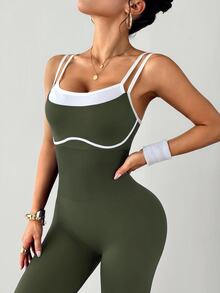 Slayform Slayform Seamless High Elasticity Yoga Sports Fitness Running Jumpsuit - Army Green - View 6