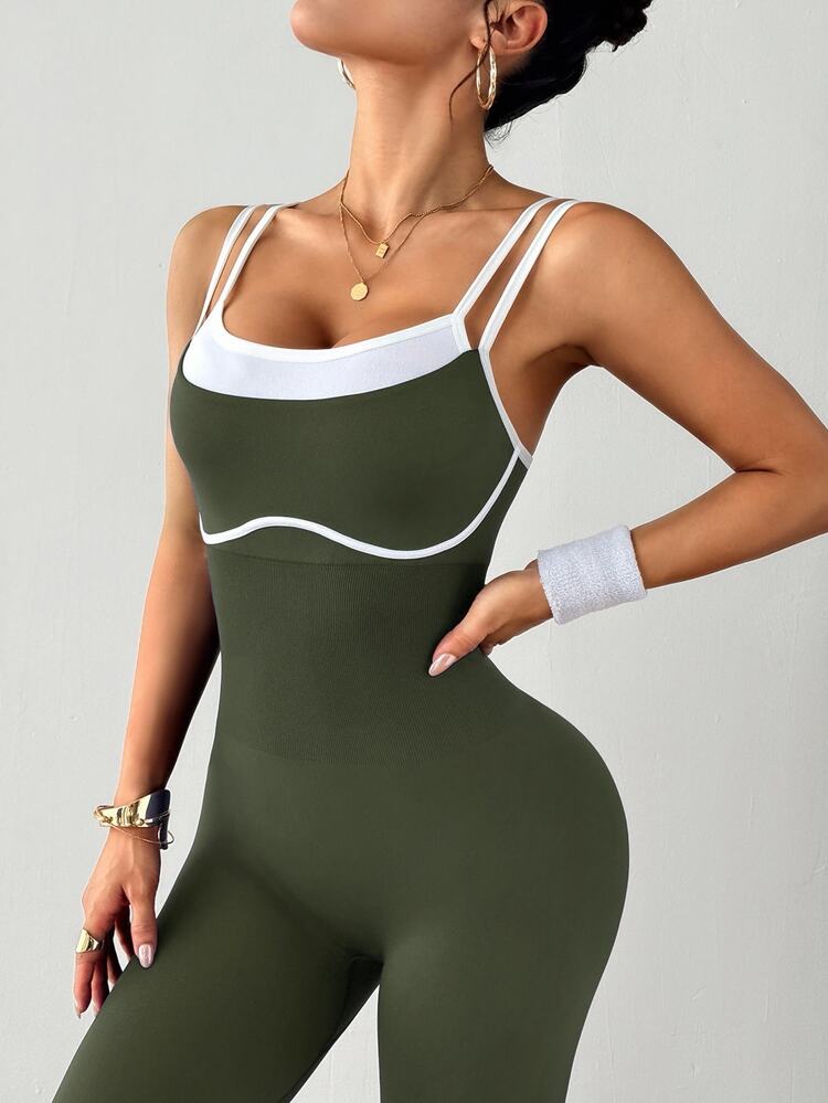 Slayform Slayform Seamless High Elasticity Yoga Sports Fitness Running Jumpsuit - Army Green - View 5
