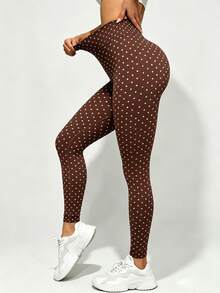 Slayform Slayform Seamless Knit Black And White Polka Dot Sports Leggings - Brown - View 6
