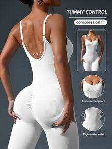Slayform Slayform Women's Solid Color Camisole Jumpsuit - White - View 3