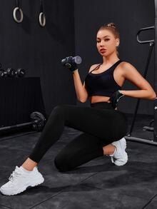 Slayform Slayform Women's High Waisted Seamless Legging,Tummy Control Lifting Slim Yoga Pants,Quick-Drying Breathable 4-Way Stretch Workout Running Cycling Tights - Black - View 6