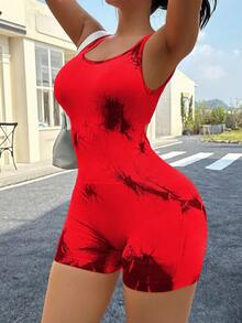 Slayform Slayform Women's Fitness Jumpsuit, Slim Fit Stylish Yoga Bodysuit Sexy Workout Jumpsuit Red Workout Jumpsuit - Red - View 8