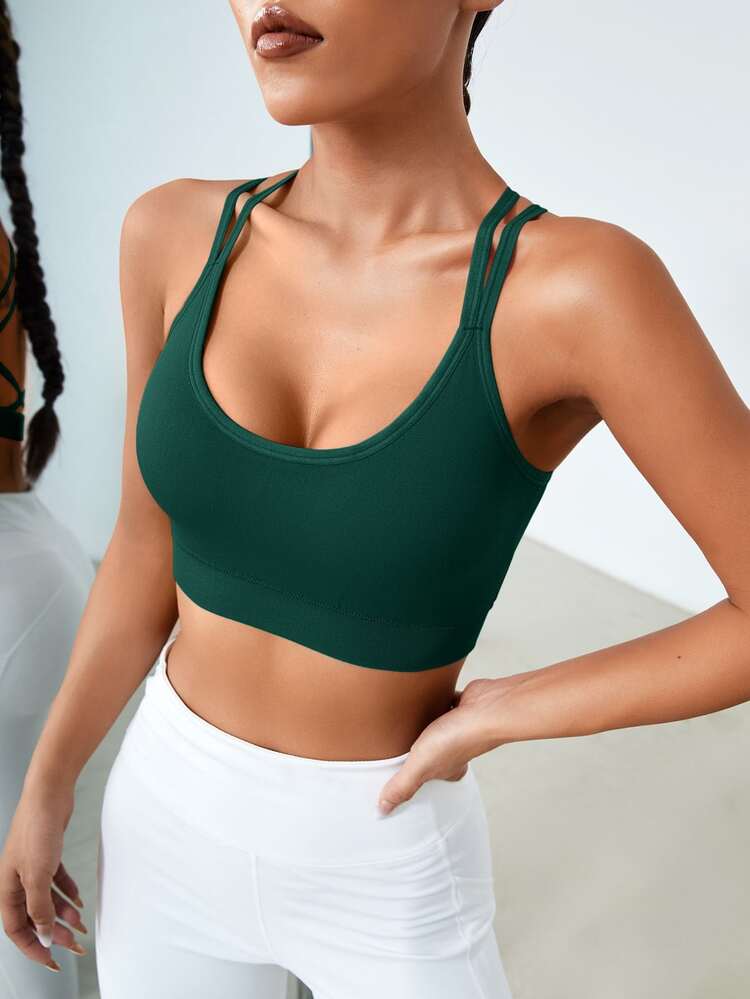 Slayform Slayform Light Support Criss Cross Backless Sports Bra - Dark Green - View 7