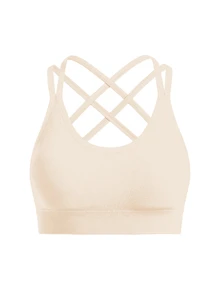 Slayform Slayform Women's Summer Yellow Seamless Solid Color Backless High Elasticity Sports Bra - Apricot - View 5