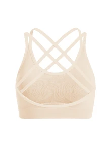 Slayform Slayform Women's Summer Yellow Seamless Solid Color Backless High Elasticity Sports Bra - Apricot - View 4