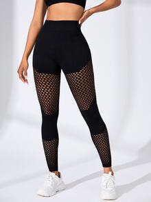 Slayform Slayform Women's Tie Dye Mesh Sports Yoga Pants - Black - View 8