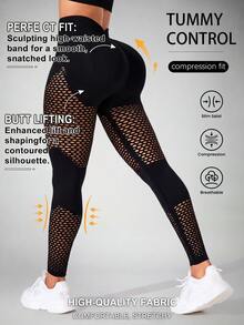 Slayform Slayform Women's Tie Dye Mesh Sports Yoga Pants - Black - View 1